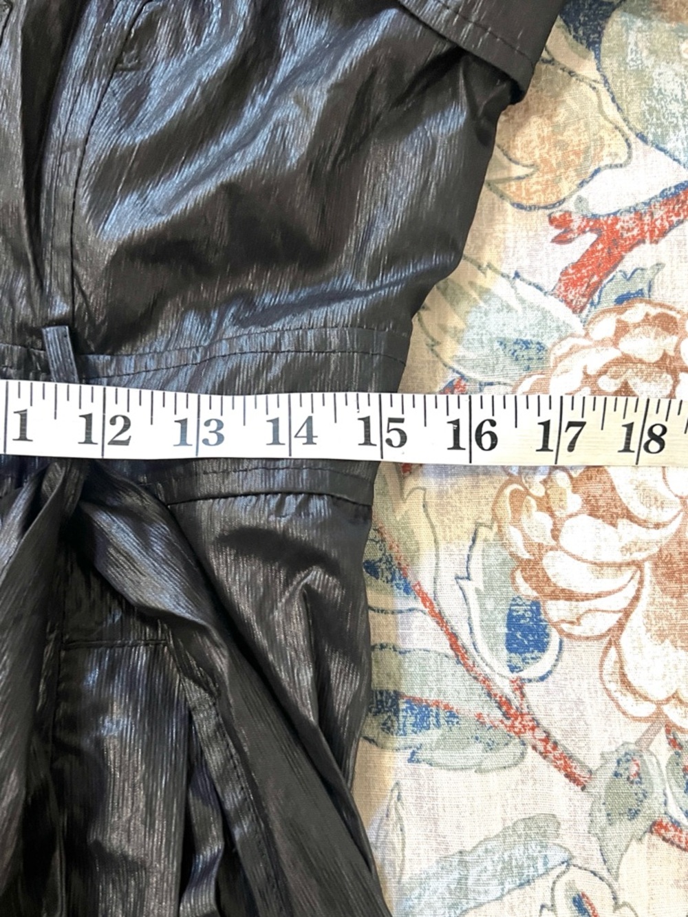 Black Belted Trench Coat Lined Collar Coat Dress Zip Button State Jacket Size S - Picture 9 of 10